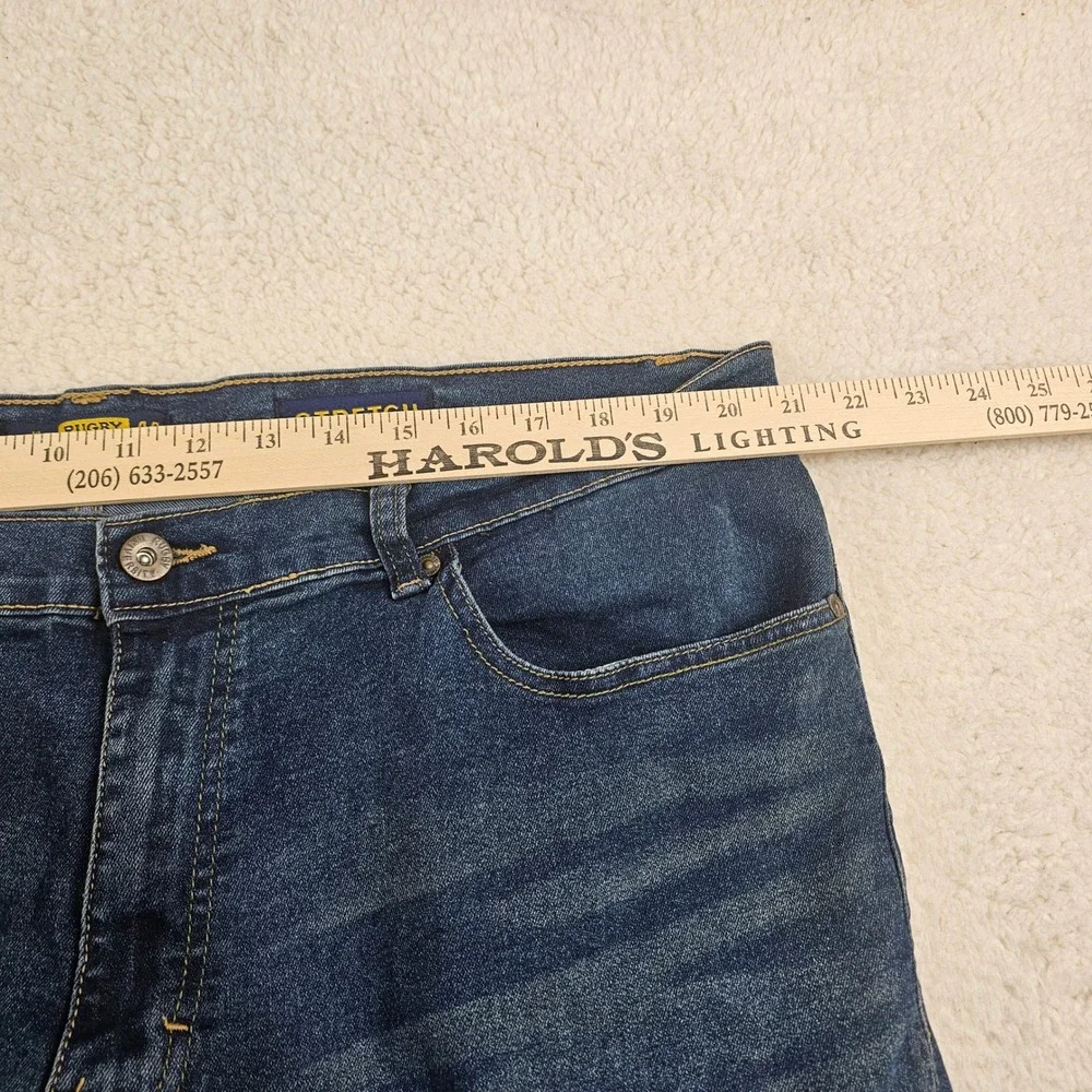 Rugby University Mens Stretch Jeans Dark Wash Straight Leg 44x30 Blue Denim